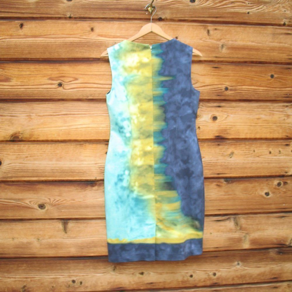 Elie Tahari Blue Multi Color Stretch Dress 6 - Picture 5 of 7